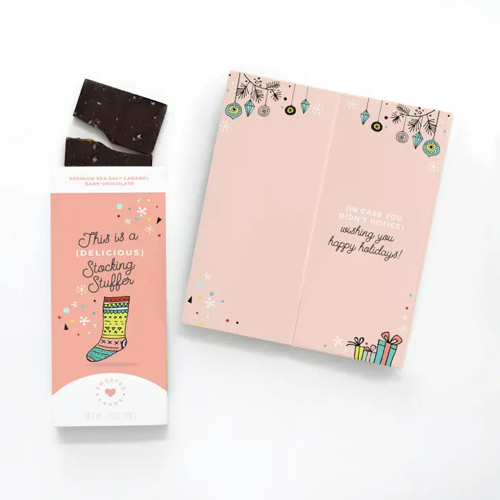 Stocking stuffer card and candy bar - gift box add on
