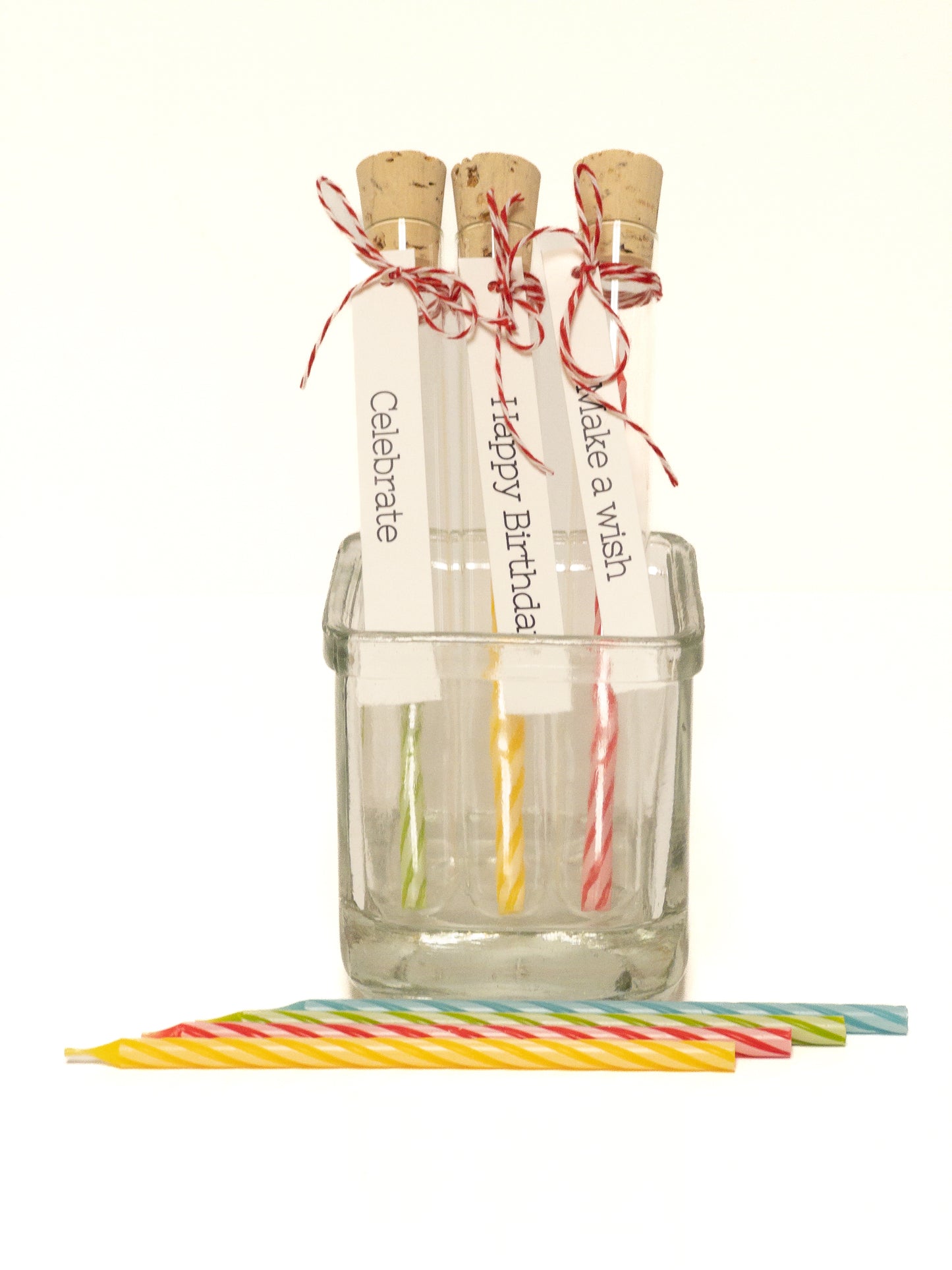 Extra long birthday candle in a test tube