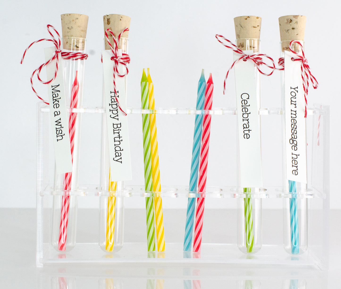 Extra long birthday candle in a test tube