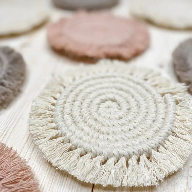 Cotton macrame coaster