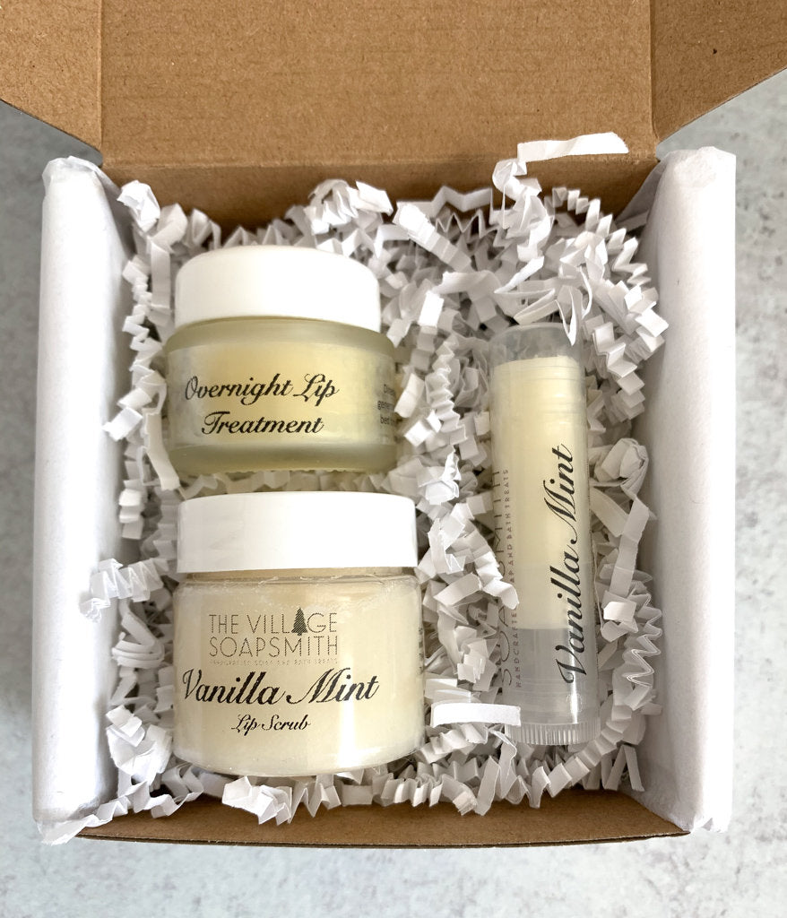 Lip Care Gift Set with Lip Balm, Lip Scrub and Overnight Lip Treatment