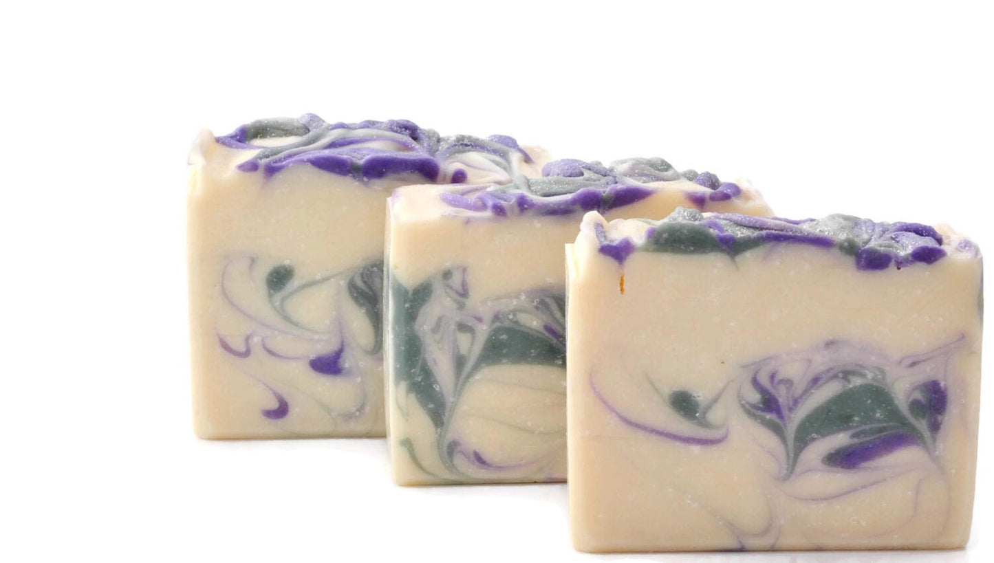 Lavender and herb handcrafted luxury soap with two butters, jojoba oil and goat milk