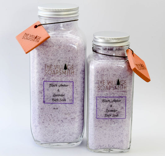 Black Amber and Lavender Bath Soak, Bath Salts, Lavender bath salts, spa in a jar, gift for mom, stocking stuffer, bath and body gift